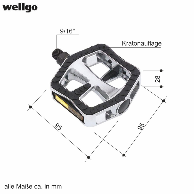 Paar Wellgo Aluminium Fahrradpedale City 1 - extrabreit Pedale