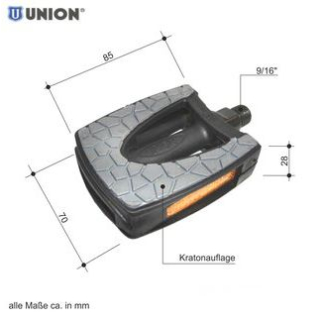 Pedal UNION SP-833, Kinderfahrradpedal Fahrradpedal MTB schwarz/grau