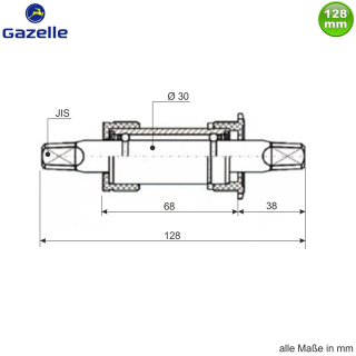 Gazelle Innenlager Tapas 1007 JIS Kettenschutz  30 L :128