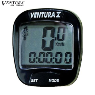 Ventura X 10 Funktionen Fahrradcomputer Tacho mit Doppelanzeige Schwarz