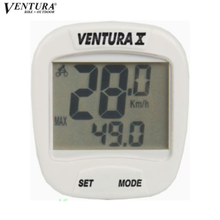 Ventura X 10 Funktionen Fahrradcomputer Tacho mit Doppelanzeige Weiß