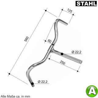 Nostalgie Fahrradlenker Hollandrad Lenker Stahl silber Lenker A