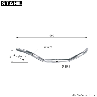 Fahrad Cruiser Lenker Fahrradlenker Lenker Stahl silber 580 mm Bgelbreite