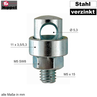Fix Nippel Fahrrad Schutzblech Strebenbolzen Stahl verzinkt M5 x 15