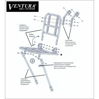 Ventura Fahrrad Gepäckträger vorne für 24 bis 28 (700C) Stahl Schwarz
