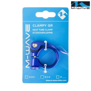 M-Wave ALU Clampy QR Sitzrohrklemme Sattelklemme Schnellspanner blau 31,8 mm