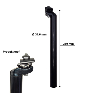 Alu Fahrrad Sattelsttze 350 mm  31,6 mm Schwarz