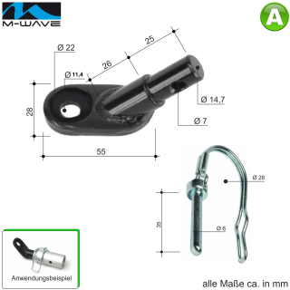 M-Wave Fahrrad Anhänger-Kupplung A) Set