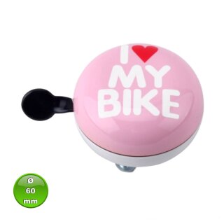 Fahrradglocke Ding Dong I Love my Bike Ø 60 mm Pink
