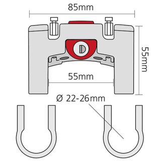Klickfix Lenkeradadapter abschließbar für Taschen Körbe Kartenhalter Standard 22-26 mm