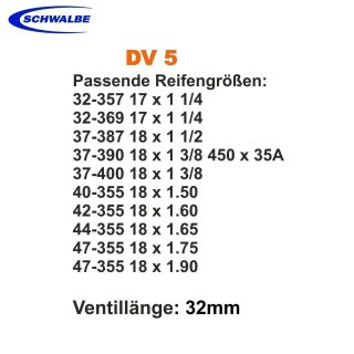 Schwalbe Schlauch DV5-32 (32-47/355-500)