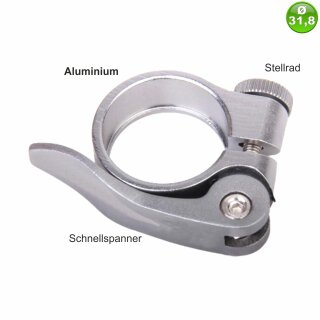 Universal ALU SSP-Klemme Sattelklemme Schnellspanner Silber Ø 31,8 mm