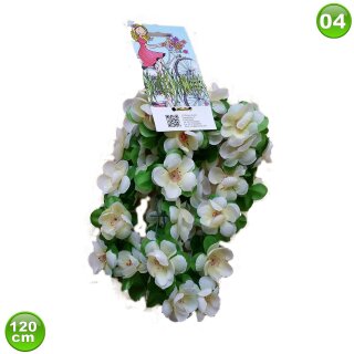 04 Fahrradgirlande Blumengirlande 120 cm Blume Beige- Weißtöne