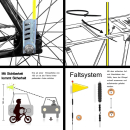 Heavy-Duty Wimpel 4-teiliger Sicherheitswimpel Fahrradfahne 160 cm Gelb