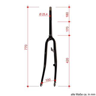 Fahrrad - Gabel 77 cm  28 Hollandrad 350 mm Schaft 1 mit Gewinde
