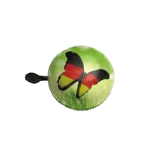 Ding Dong Fahrradglocke Fahrradklingel Ø 80 mm Schmetterling Design schwarz-rot-gold Deutschlandflagge